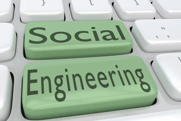 Illustrazione Della Tastiera Del Computer Con Script Social Engineering Due — Foto Stock