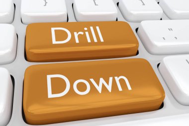 bilgisayar klavye script matkap aşağı iki bitişik turuncu düğme ile 3D çizimi