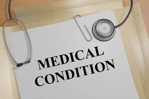 3D illustration of MEDICAL CONDITION title on a medical document
