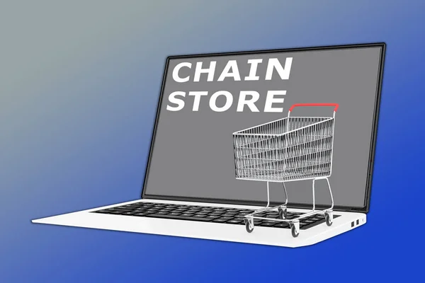 Illustration Script Chain Store Avec Chariot Supermarché Placé Sur Clavier — Photo