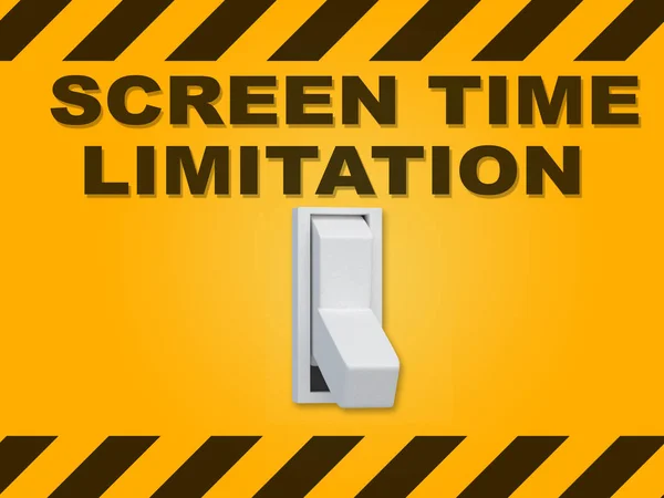 Иллюстрация Названия Screen Time Limitation Над Электрическим Выключателем Темно Оранжевой — стоковое фото
