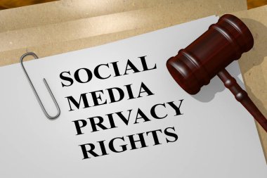 yasal belge başlığına sosyal medya gizlilik hakları 3D çizimi