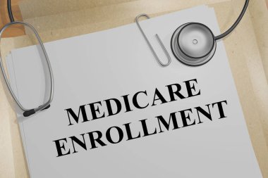 Medicare'e kayıt başlık tıbbi bir belge üzerinde 3D çizimi