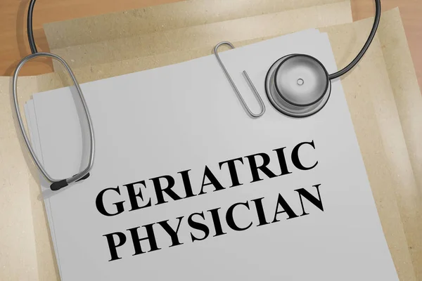 Ilustración Del Título Geriatric Physician Documento Médico — Foto de Stock