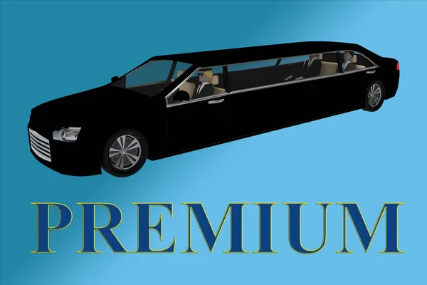 Illustration Titre Premium Devant Une Limousine Noire Fond Dégradé Bleu — Photo