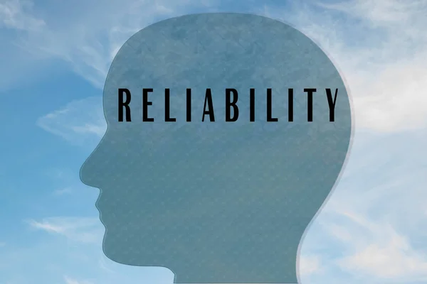 Render Illustration Reliability Title Head Silhouette Cloudy Sky Background — Stock Photo, Image