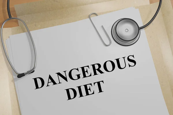 Illustration Des Titels Gefährliche Diät Auf Einem Medizinischen Dokument — Stockfoto