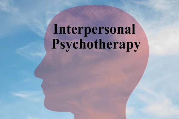 Darstellung Des Titels Der Zwischenmenschlichen Psychotherapie Auf Der Kopf Silhouette — Stockfoto