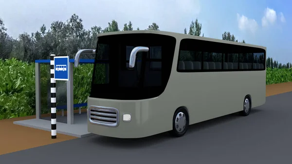 Buss vid Station Concept — Stockfoto