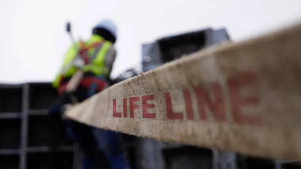 Protection life line system on construcion site — Stock Photo, Image