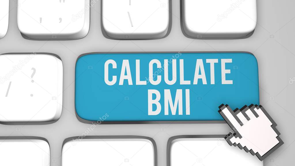 Calculate BMI Key. 3D render illustration