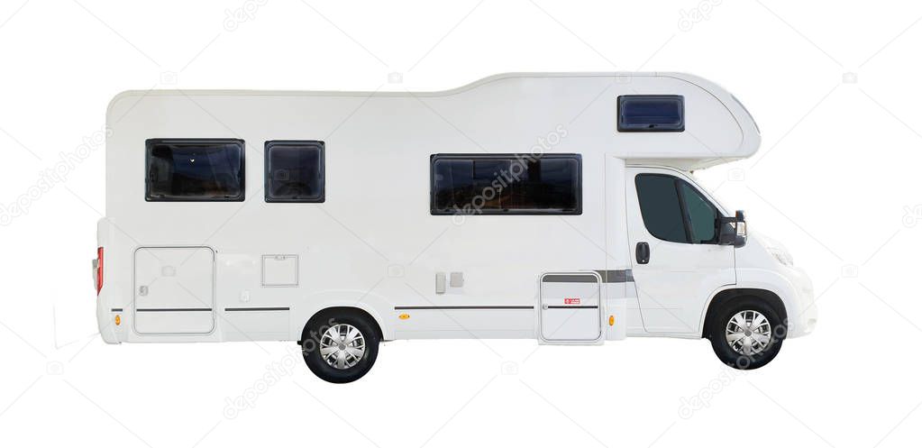 White luxury camper van isolated on white