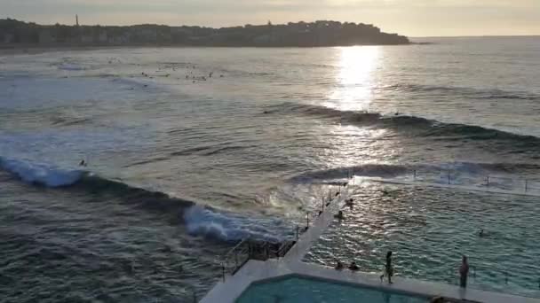 Piscine sur la plage de Sydney au lever du soleil — Video