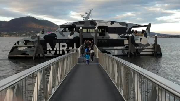 Shuttle to Mona museum in Tasmania shot shot — Stock Video