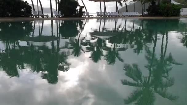 Lüks otelin havuzunda güzel bir tropik yüzme havuzu. — Stok video