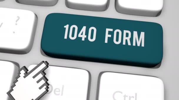 1040 formulier toetsenbord sleutel concept animatie shot — Stockvideo