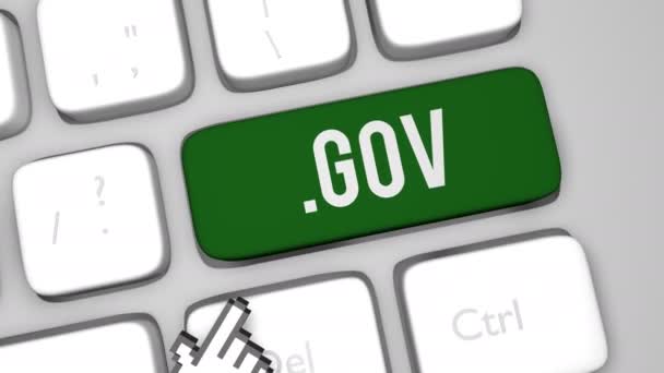 Dot gov concepto teclado clave animación disparo — Vídeos de Stock