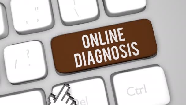 Online diagnóza koncept klávesnice klávesnice animace výstřel — Stock video