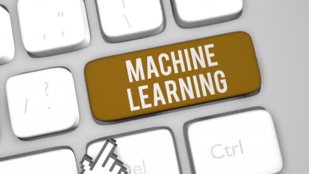 機械学習の概念キーボードのキーショット — ストック動画