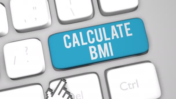 Calcular bmi concepto teclado clave tiro — Vídeos de Stock