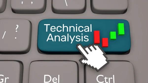 Ilustración Análisis Técnico Teclas Teclado Stocks — Foto de Stock