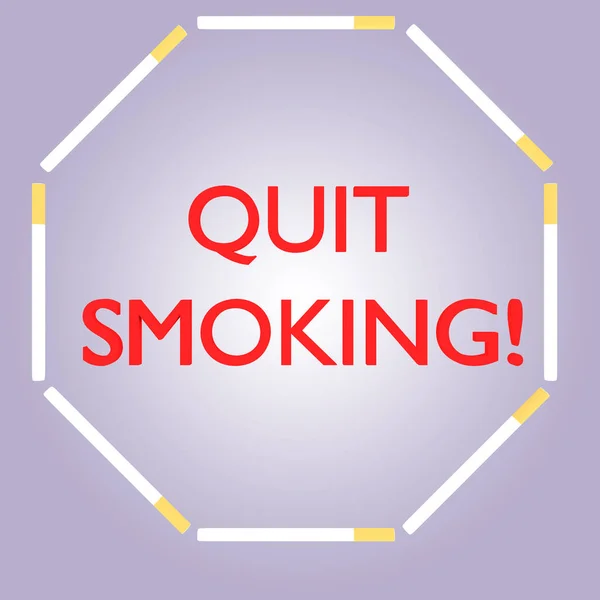 Illustration Quit Smoking Script Road Sign Frame Composed Cigarettes Isolated — Stock Photo, Image