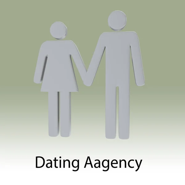 Ilustração Casal Mãos Dadas Com Dating Aagency Script Isolado Gradiente — Fotografia de Stock