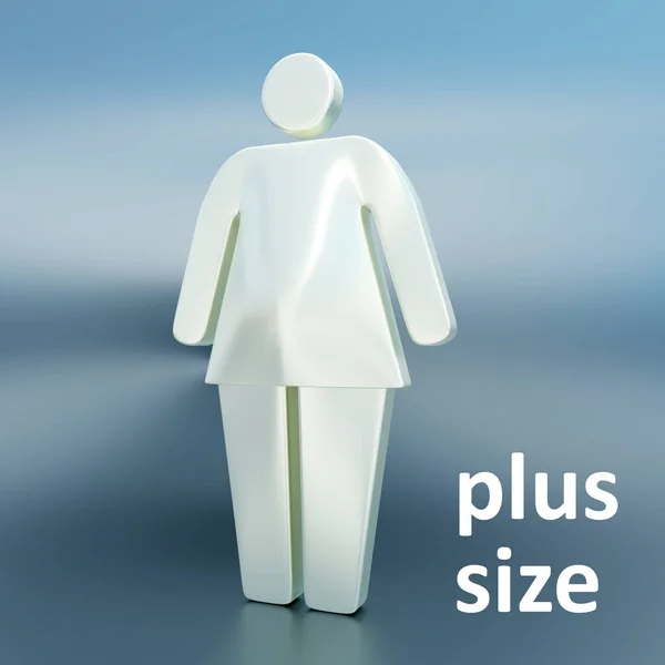 Illustration Overweight Woman Silhouette Size Script Isolated Blue Background — Stock Photo, Image