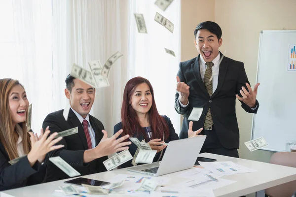 Aziatische Business Man Vrouw Groepen Succesvolle Business Veel Geld Met — Stockfoto