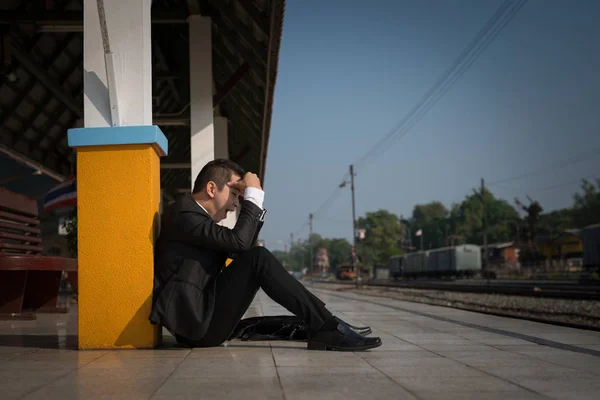 Jeune Homme Affaires Asiatique Sentent Stressé Inquiétude Maux Tête Déception — Photo