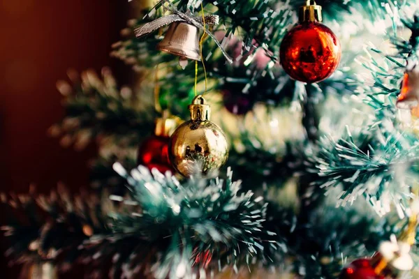 Christmas decorations hanging on the Christmas tree