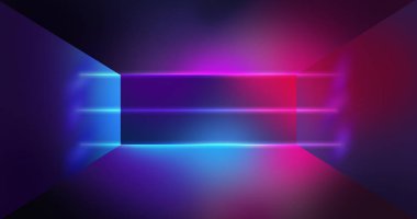 Neon duvar arka plan, çizgiler, neon ışıkları parlayan