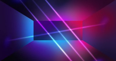 Neon duvar arka plan, çizgiler, neon ışıkları parlayan