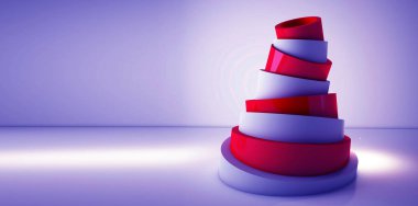 Modern minimalist arka, plastik koni, piramit 3d render. En az arka plan tasarım