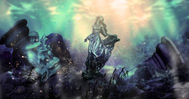 Deniz suyu, deniz dibinde, su, sualtı dünyasını, arka plan sayesinde güneş ışınlarının derinliği