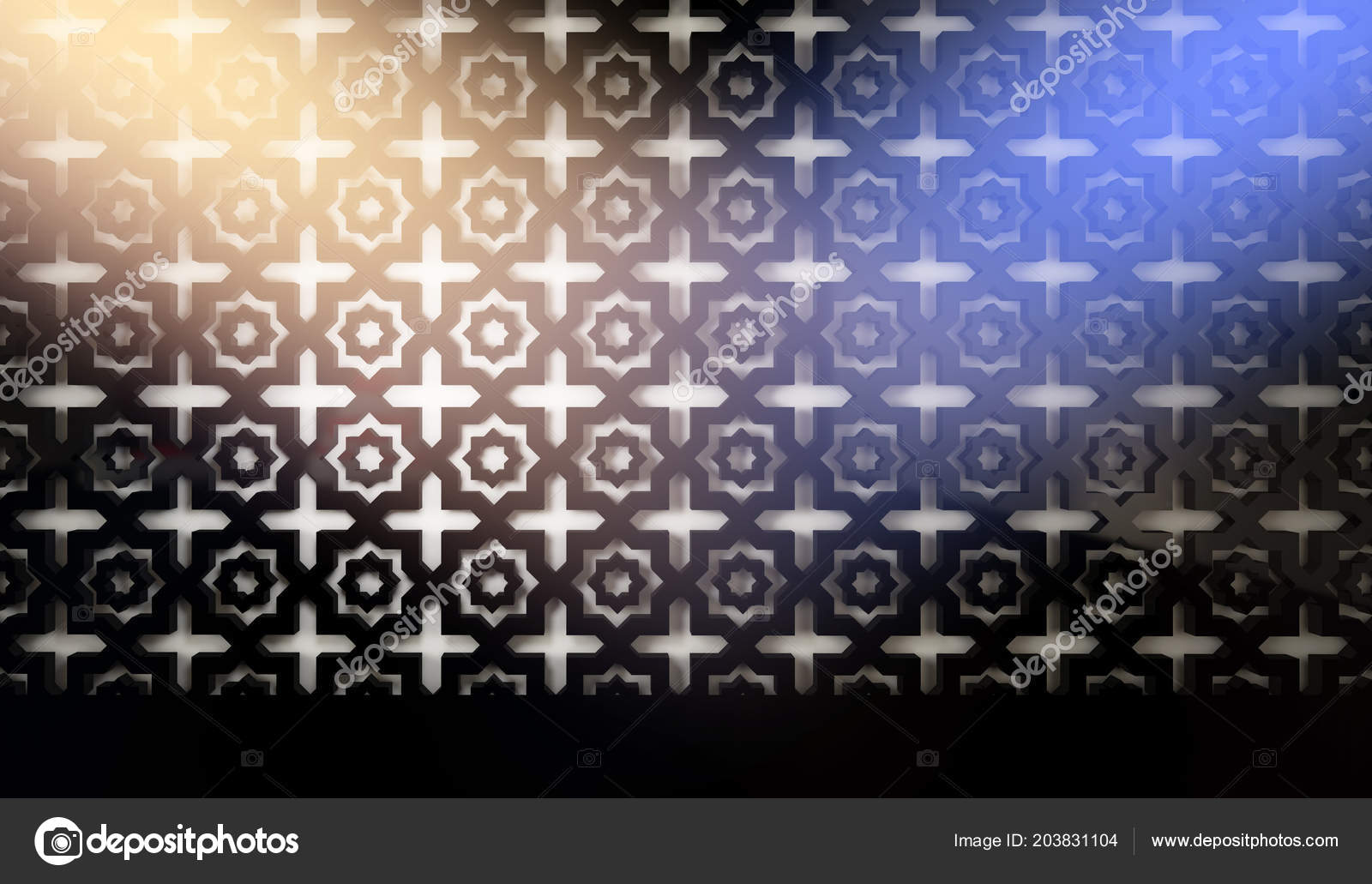 Fondo Pared Vacia Con Ornamento Volumetrica Oriental Los Rayos Luz