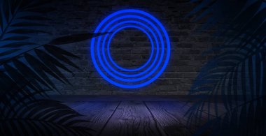 Arka plan boş bir karanlık oda. Boş duvarlar, ışıklar, duman, kızdırma, ışınları, neon