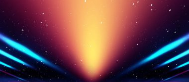 Neon ışıkları arka plan. Arka lambalar, neon ışık, duman, sis. 