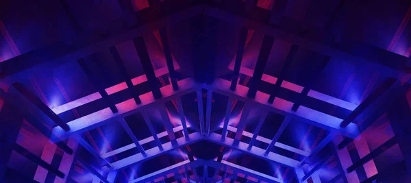 Kaleidoskop Abstraktní Neon Panoramatické Malované Pozadí Modrá Růžová Barva Černá — Stock fotografie