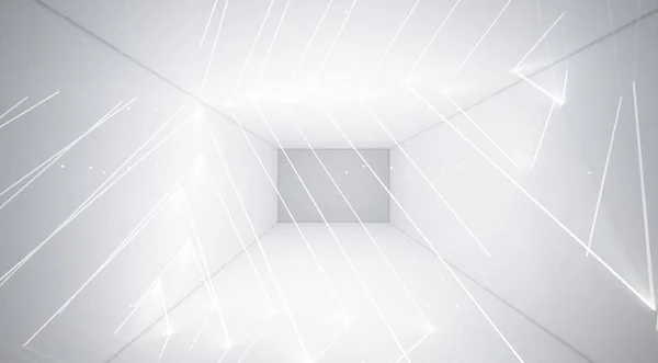 Túnel Leve Construção Metal Luzes Fundo Abstrato Néon Branco Renderização — Fotografia de Stock