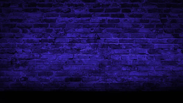 Brick wall, neon light, smoke. Empty dark background with smoke, multicolored smoke.