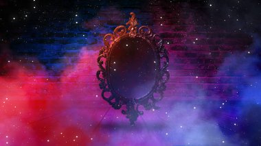 Sihirli ayna, falcılık ve arzuların yerine getirilmesi. Tuğla duvar büyü ışık, gece besleme, kalın duman, ışınları ile bilmece.