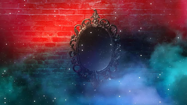 Μαγικό Καθρέφτη Μελλοντολογίας Και Εκπλήρωση Των Επιθυμιών Τοίχο Από Τούβλα — Φωτογραφία Αρχείου
