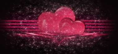 Sevgililer günü satış arka plan kalp ile kırmızı. St Valentine tatili için tebrik kartları veya kapakları için kırmızı romantik arka plan. Kalpler, ışıltılar, degradeler, neon ile şenlikli kırmızı arka plan 