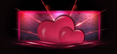 Sevgililer günü satış arka plan kalp ile kırmızı. St Valentine tatili için tebrik kartları veya kapakları için kırmızı romantik arka plan. Kalpler, ışıltılar, degradeler, neon ile şenlikli kırmızı arka plan 