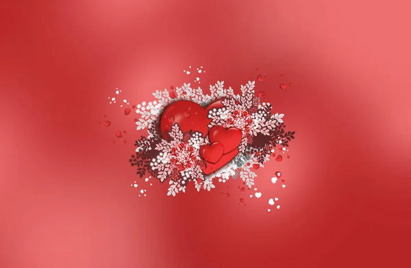 Valentines day sale background red with heart. Red romantic background for greeting cards or covers for the holiday of St. Valentine. Festive red background with hearts, sparkles, gradients, neon