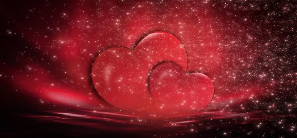 Valentines day sale background red with heart. Red romantic background for greeting cards or covers for the holiday of St. Valentine. Festive red background with hearts, sparkles, gradients, neon