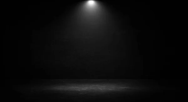 Boş siyah stüdyo oda. Koyu arka plan. Karanlık boş Stüdyo Oda doku soyut. Ürün Vitrini Spot arka plan. Karanlık Studio Galerisi