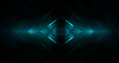 Işınlar ve çizgiler ile soyut mavi neon arka plan.