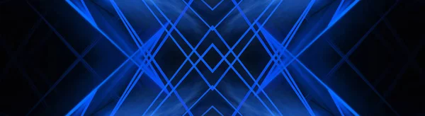 Abstrakter Blauer Neon Hintergrund Mit Strahlen Und Linien — Stockfoto